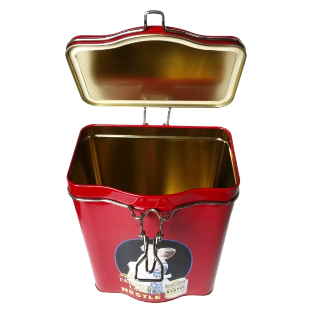 Airtight Tin Canister Hinged Peca Farinha Lactea Nestle Good Start Supreme Red